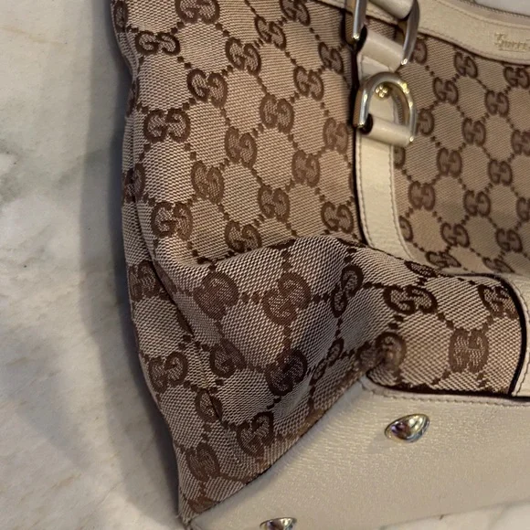 AUTHENTIC Gucci Signature Brown and Cream Tote - Picture 12 of 16